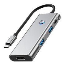 6-in-1 USB-C-Dockingstation mit Bildschirm-Aus-Taste, USB-Hub Typ-C auf -Kompatibel, 4K60Hz, USB 3.2 10 Gbit/S PD100W