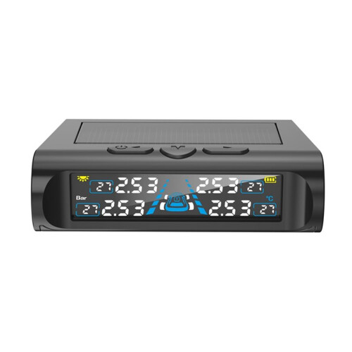 T21 USB/Solar-Reifendruckkontrollsystem mit 4 Externen Sensoren, Digitalem LCD-Display (0-6,8 Bar) 2