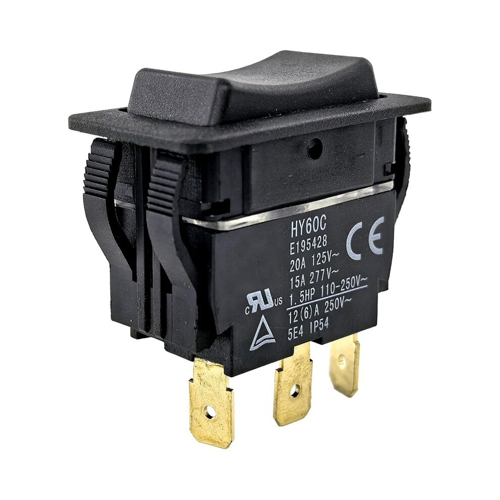 Hy60c 3-Pin Rocker ()-Off-() 20A/125V- 15A/277V Heavy-Duty For Motors, Tools & Industrial Equipment 6034085203081