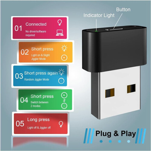 USB Mouse Jiggler Undetectable Mouse Mover Anti Computer Hibernation Mobile Cursor with Separate Mode and /OFF 2
