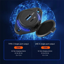 12V 24V Car Boats Motorbike USB Type C PowerAdapter Outlet Panel for Car, Motorbike, Bus, RVs, Boats, and 12/24V Vehicle