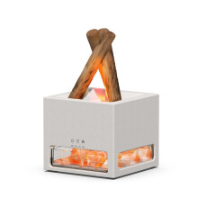 2-in-1 Himalayans Salt Lamp & Essential Oil Diffuser Aromatherapy Diffuser Automatic Fragrance Flame Humidifier White