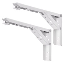 8 Inch Robuuste Roestvrijstalen Opvouwbare Plankbeugels, aan de Muur Te Bevestigen Opvouwbare Beugel voor Doe-Het-Zelfruimte - 2 Stuks Wit