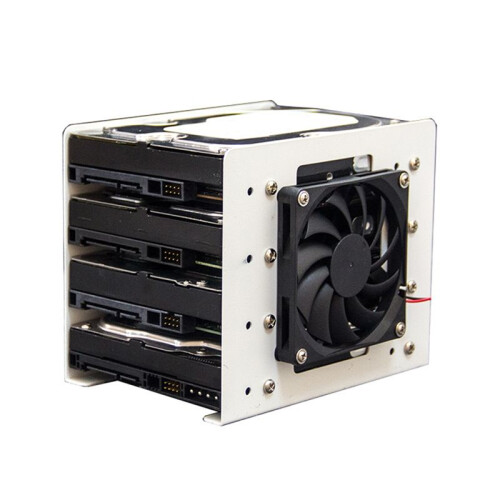 4x3.5 HDD Bracket for PC Case Mechanical Hard Disk Holder with Fan Cooling Stackable Expansion Fits 4 HDDs B 2
