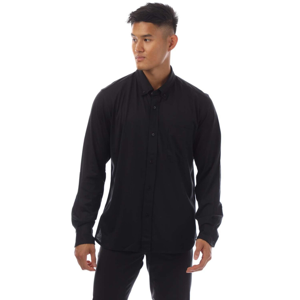 Tom Ford (3Xl, ) Mens Silk Cotton Blend Button-Down Shirt Black