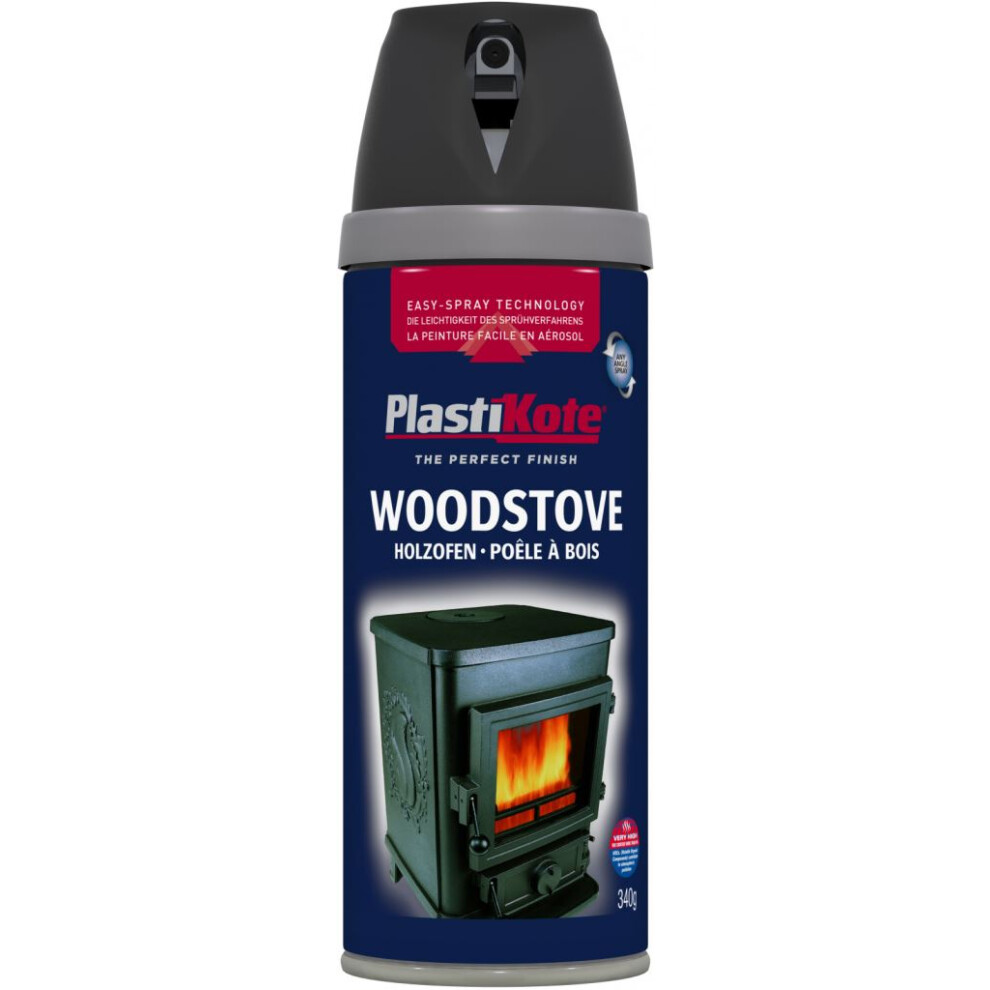 Plasti-Kote PKT26030 Wood Stove Twist & Spray Black 400ml