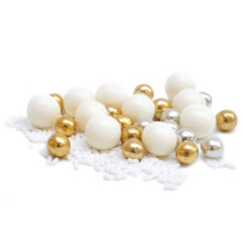 ScrapCooking - Pote de Decorações Doces de Fada 80g - Ouro, Prata, Branco - Pérolas de Açúcar Decoração de Pastelaria, Sobremesas, Bolos, B