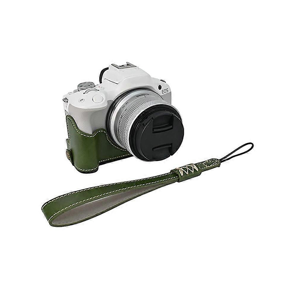 Camera Half Case For Eos R50/R100 With Pu Leather Bottom Opening Green 6901508018211