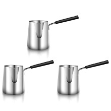 3X Roestvrijstalen Boter- en Koffiewarmer, Turkse Koffiepot, -Botersmeltpot en Melkpot met Uitloop - (600 Ml)