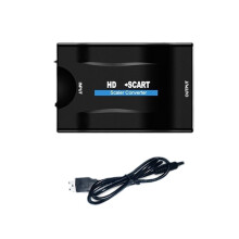 Convertitore Audio Video Compatibile con In Scart con Adattatore di Alimentazione per Decoder Hdtv, Convertitore di Segnale Televisivo Dvd 1080P