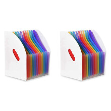 2X Erweiterter Aktenhalter, Ordner, Vertikal, A4, Vertikaler Aktenkorb, Desktop-Aktenhalter mit 13 FäChern