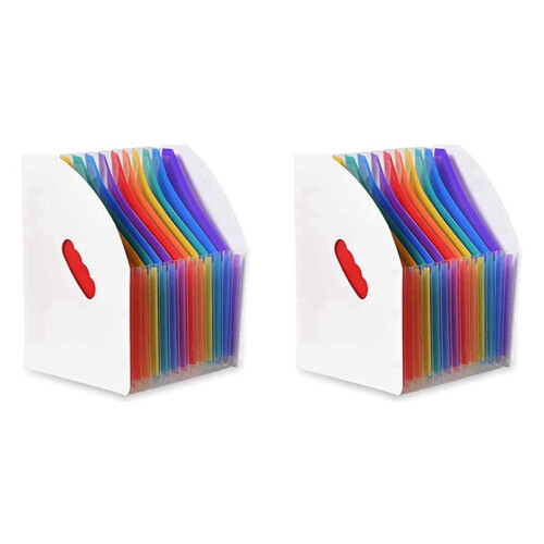 2X Extended File Holder Folder Verticale A4 Verticale File Storage Basket Desktop 13 Pocket File Holder