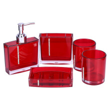 5Pcs Contemporary Bathroom Set Friendly Acrylic Vanitys-Red