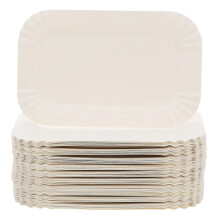 Bandeja de Tarta Rectangular Blanca 16x10.5x1.5cm 100 Piezas de Papel Desechable Duradero