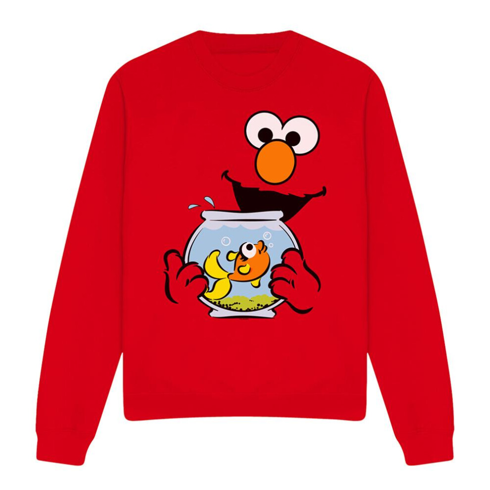 Sesame Street (L, ) Unisex Adult Elmo & Dorothy Face Sweatshirt Red