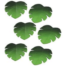 6Pc Tropical Artificial Leaves EVA Coasters Cup Bowl Pad Mat Coffee Tea Cup Mats Drink Coasters Hawaii Theme Party Decor-Green