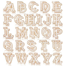 Patchs de Letras de Strass PéRola AZ Bling Rhinestone Letter Stickers Glitter Strass Alfabeto Applique Letter Sticker