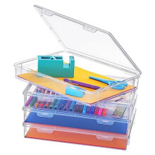 4 Pcs A4 Scrapbook Paper Storage Box Arts Organizers Storage for 8.5 x 11 Inch Letter Paper Photo Picture Storage