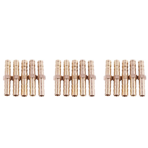 15 Piezas de Conector de Manguera Recta de Latón de Tono Dorado
