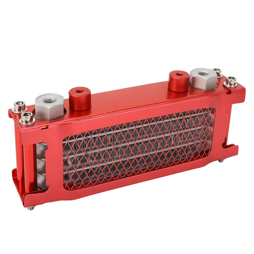 Aluminum 4-Row Motorcycle Oil Cooler Kit For 50Cc-110Cc Engines, Red 6911389488850