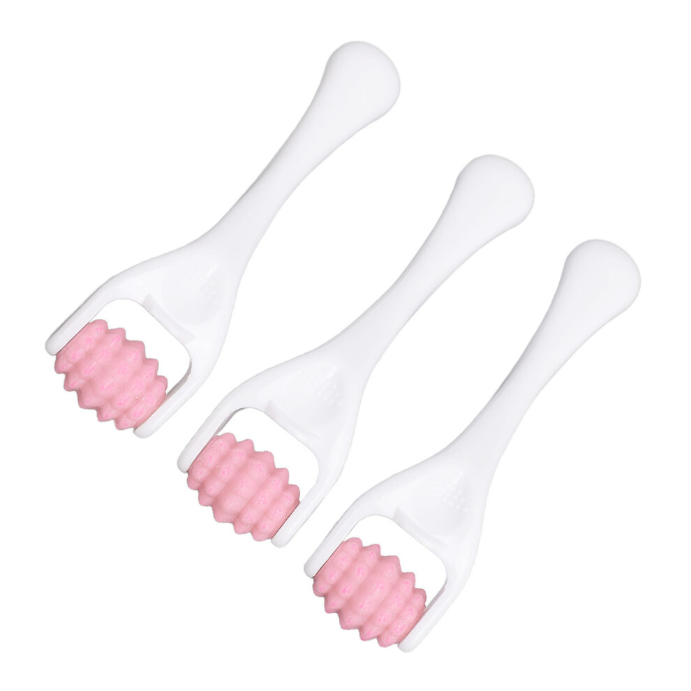 Pink 3 Pcs Silicone Face & Eye Massage Rollers, Deep Relaxation, Fatigue Relief