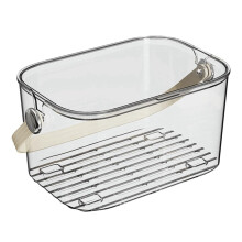 Large Transparent Plastic Bath Storage Basket With Lid And Hollow Bottom For Bathroom Organization