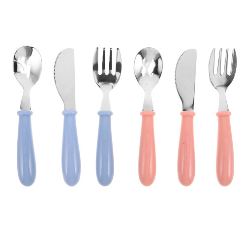 6Pièces Ensemble Couverts Bébé Acier Inoxydable Multi Usage Colorés