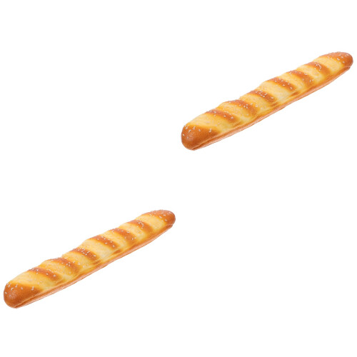 2Pcs High Grade PU Artificial French Bread Model Orange Decor 2