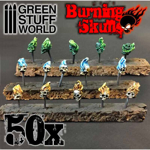 Green Stuff World 1498 Resin Burning Skulls x50 2