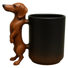 Caneca Café Artesanal 11 Oz com Tema Cachorro Salsicha - Caneca Cerâmica Fofa com Tema Cachorro Salsicha para Amantes Cães - Presentes para Donos