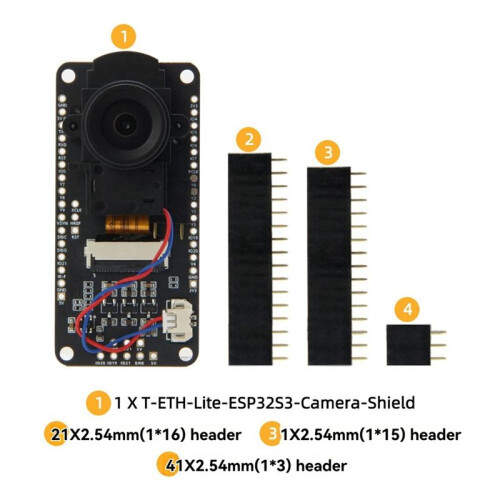 LILYGO T-ETH-Lite ESP32 ESP32-S3 Dev Board W5500 Ethernet PoE Support MicroSD MQTT Web OTA IoT Node Camera-Shield 1
