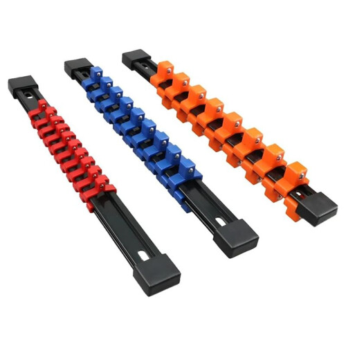 3 PCS Double Sided Socket Organizer,1/2in 3/8in 1/4in ABS Drive Socket Rail Holder Set,Premium Quality Socket Holder Kit
