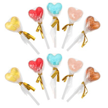 50Pcs Vivid Resin Miniature Heart Lollipop Food Models for Mini House
