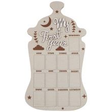 Baby First Year Picture Frame Wooden Month Tracker Beige Display