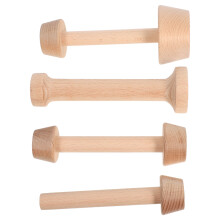 4Sets Beige Wooden Egg Tart Mold Tamper Double-Sided DIY Baking Tools