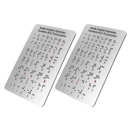 10Pcs Beginner Braille Alphabet Board Silver Metal for Blind Education