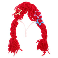 Red Cat Costume Wig Braided Yarn with Clip-on for Pet Parties