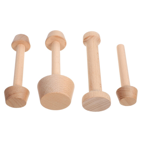 4Sets Beige Wooden Egg Tart Mold Tamper Double-Sided DIY Baking Tools 1