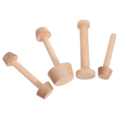 4Sets Beige Wooden Egg Tart Mold Tamper Double-Sided DIY Baking Tools 2