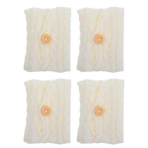 8Pcs White Knitted Sleeve Soft Reusable Cup Covers for Hot Coffee