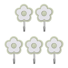 5Pcs Mini Ps Adhesive Hooks - Decorative Flower Shaped Wall Hangers