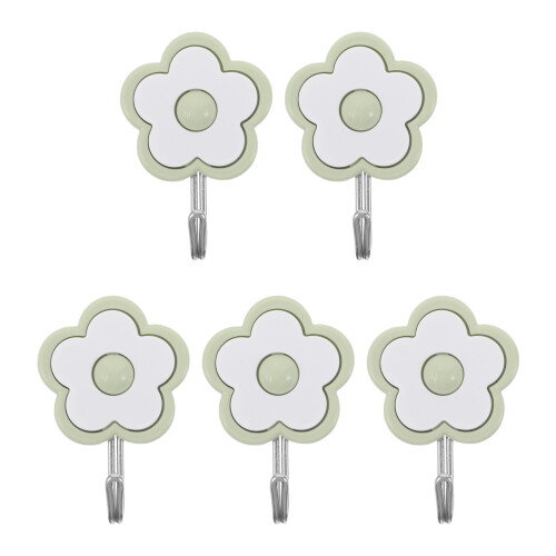 5Pcs Mini Ps Adhesive Hooks - Decorative Flower Shaped Wall Hangers