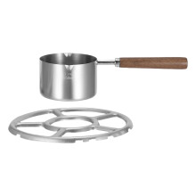 Stainless Steel Cooking Soup Ladle Dual Pour Spouts Wood Grip