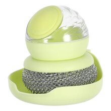 4Pcs Multifunctional Soap Dispensing Dish Brush Green Pot Pan Cleaner