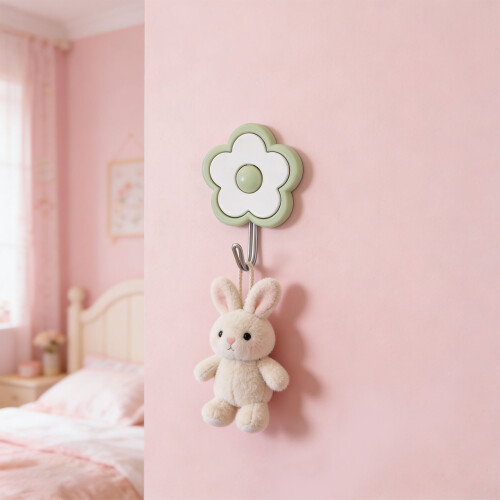 5Pcs Mini Ps Adhesive Hooks - Decorative Flower Shaped Wall Hangers 2