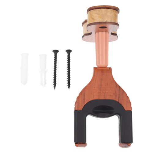 2Pcs Durable Ukulele Wall Hanger Brown Wood ABS Lock 2