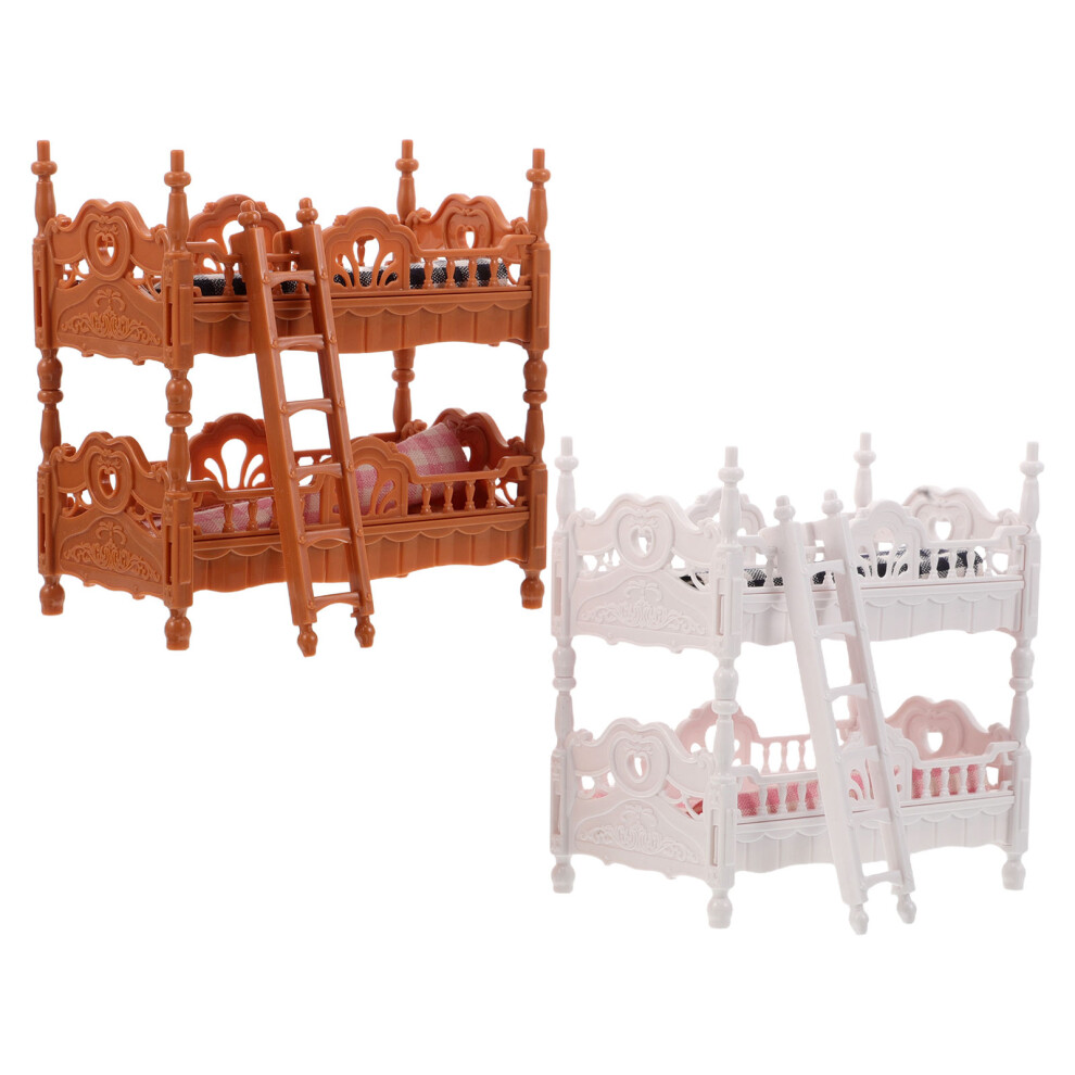 Photos - Other Toys 10Sets Mini Bunk Beds Plastic Dollhouse Furniture for Role Play Decor