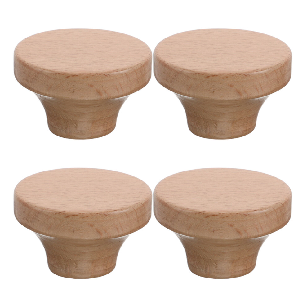 4Pcs Rustic Solid Wood Drawer Pulls Beige Round Cabinet Knobs