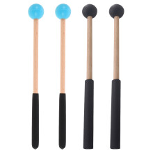 2Pairs Ergonomic Wooden Rubber Mallets for Steel Tongue Drum Xylophone