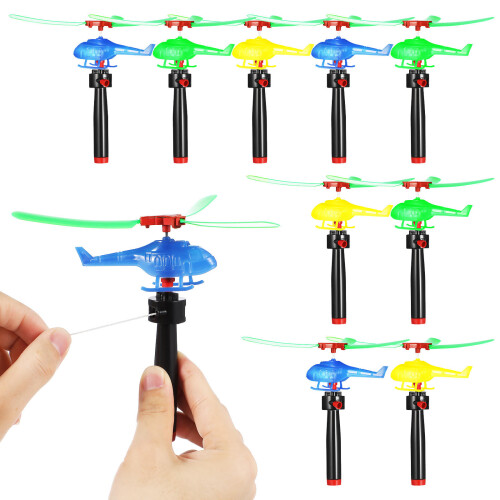 45Pcs Helicopter Toys Pull String Flying Outdoor Play Fun